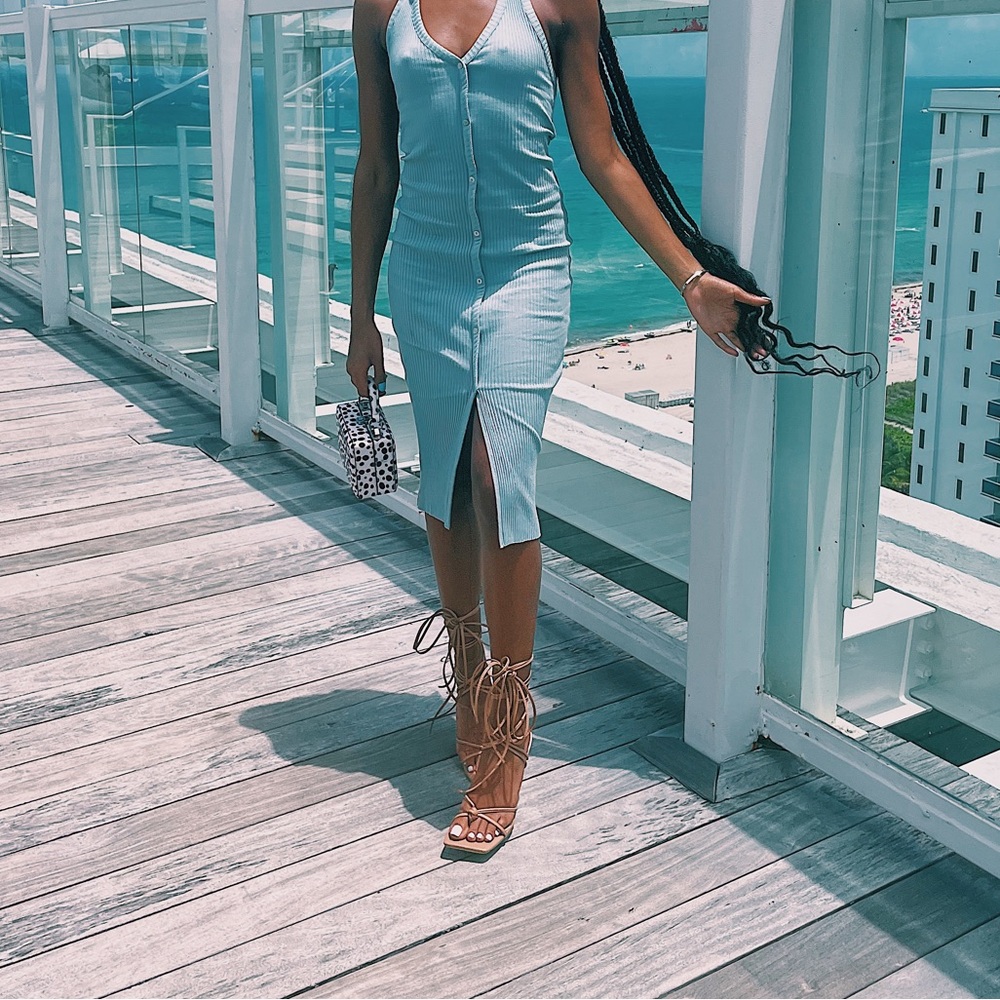 Zara button halter dress